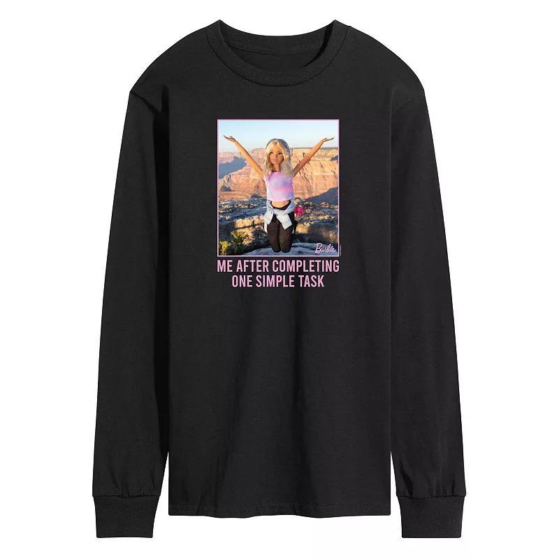 Mens Barbie one Simple Task Long Sleeve Graphic Tee Black Product Image