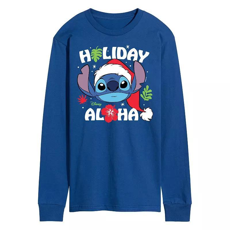 Disneys Lilo & Stitch Holiday Aloha Tee, Mens Blue Product Image