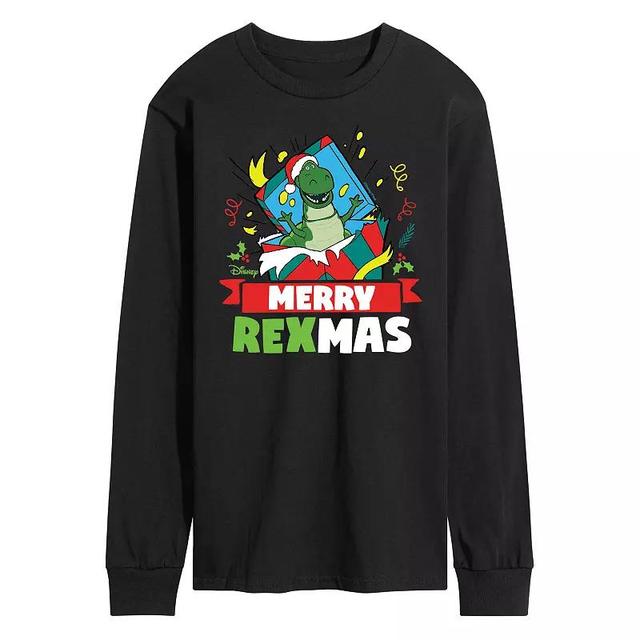 Disney / Pixars Toy Story 4 Mens Merry Rexmas Long Sleeve Graphic Tee Blue Product Image