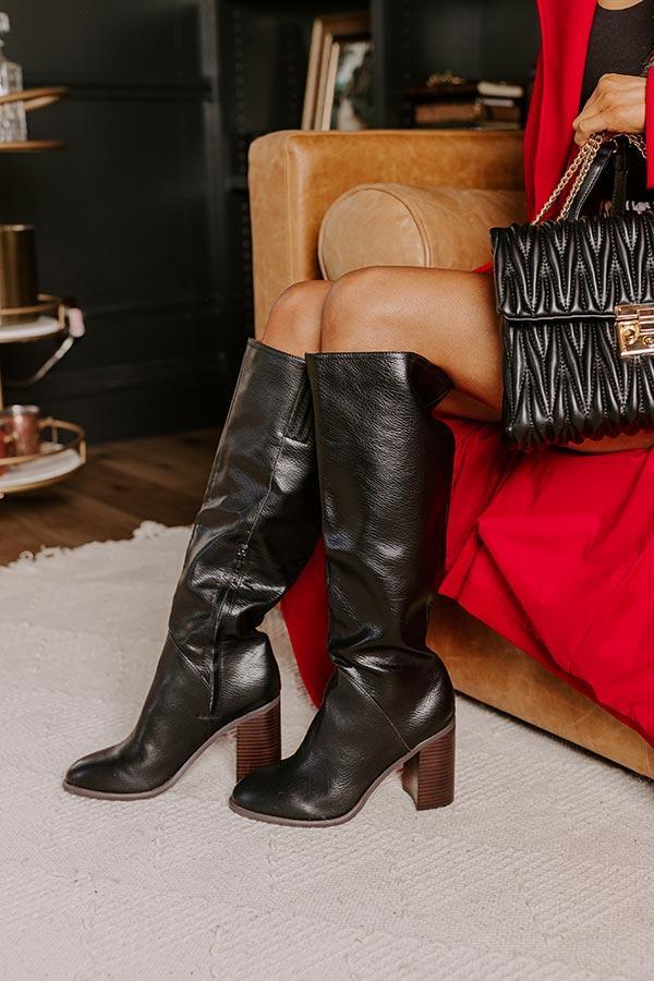 The Hudson Faux Leather Knee High Boot In Black Product Image