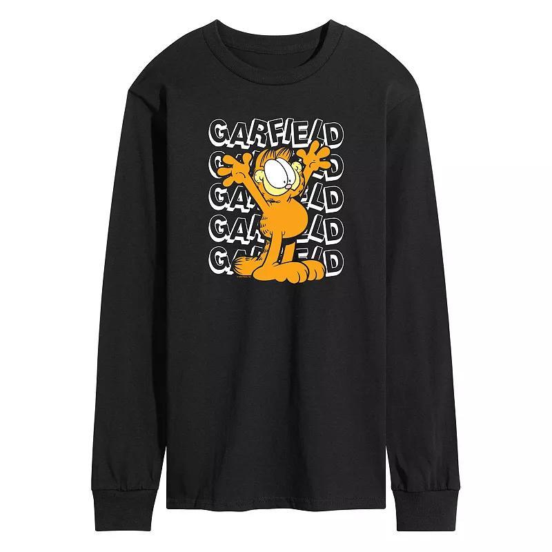 Mens Garfield Repeated Long Sleeve Graphic Tee Product Image