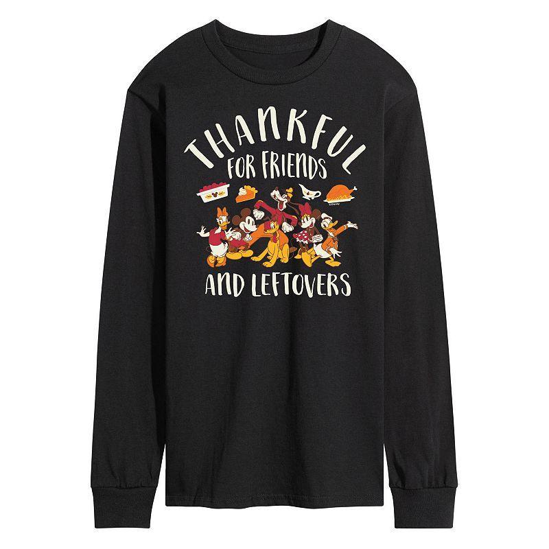 Disneys Mickey Mouse & Friends Mens Thankful For Friends And Leftovers Long Sleeve Graphic Tee Product Image