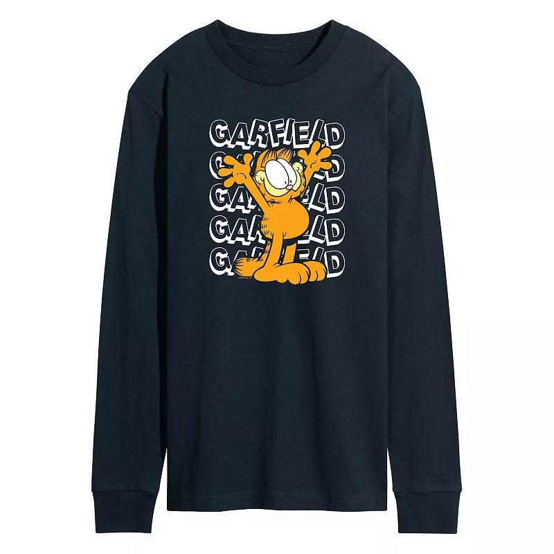 Mens Garfield Repeated Long Sleeve Graphic Tee Product Image