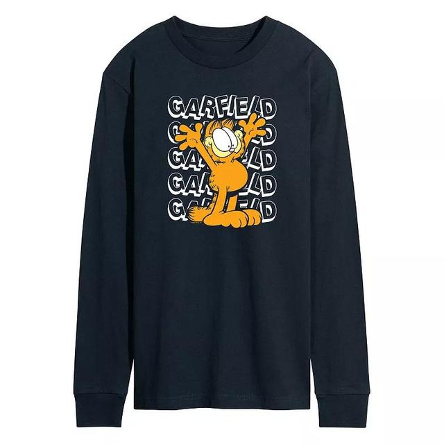 Mens Garfield Repeated Long Sleeve Graphic Tee Product Image