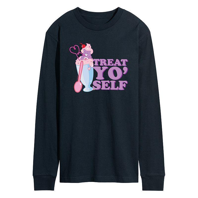 Mens Care Bears Treat Yo Self Long Sleeve Graphic Tee Blue Product Image