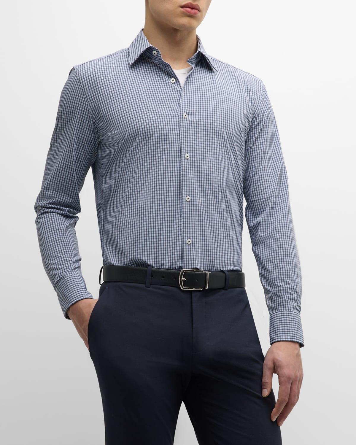 Mens Cotton Micro-Check Sport Shirt Product Image