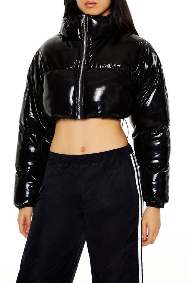 High-Shine Cropped Puffer Jacket | Forever 21 Product Image