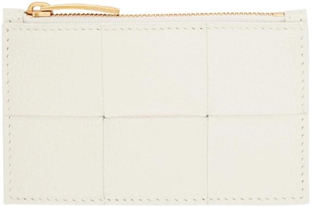 BOTTEGA VENETA White Zipped Card Case In 9009 White Gold Product Image