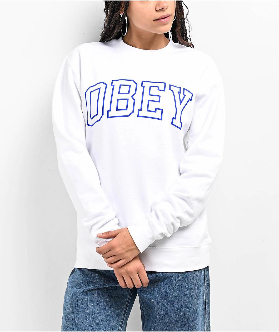 Obey Collegiate White Crewneck Sweatshirt Product Image