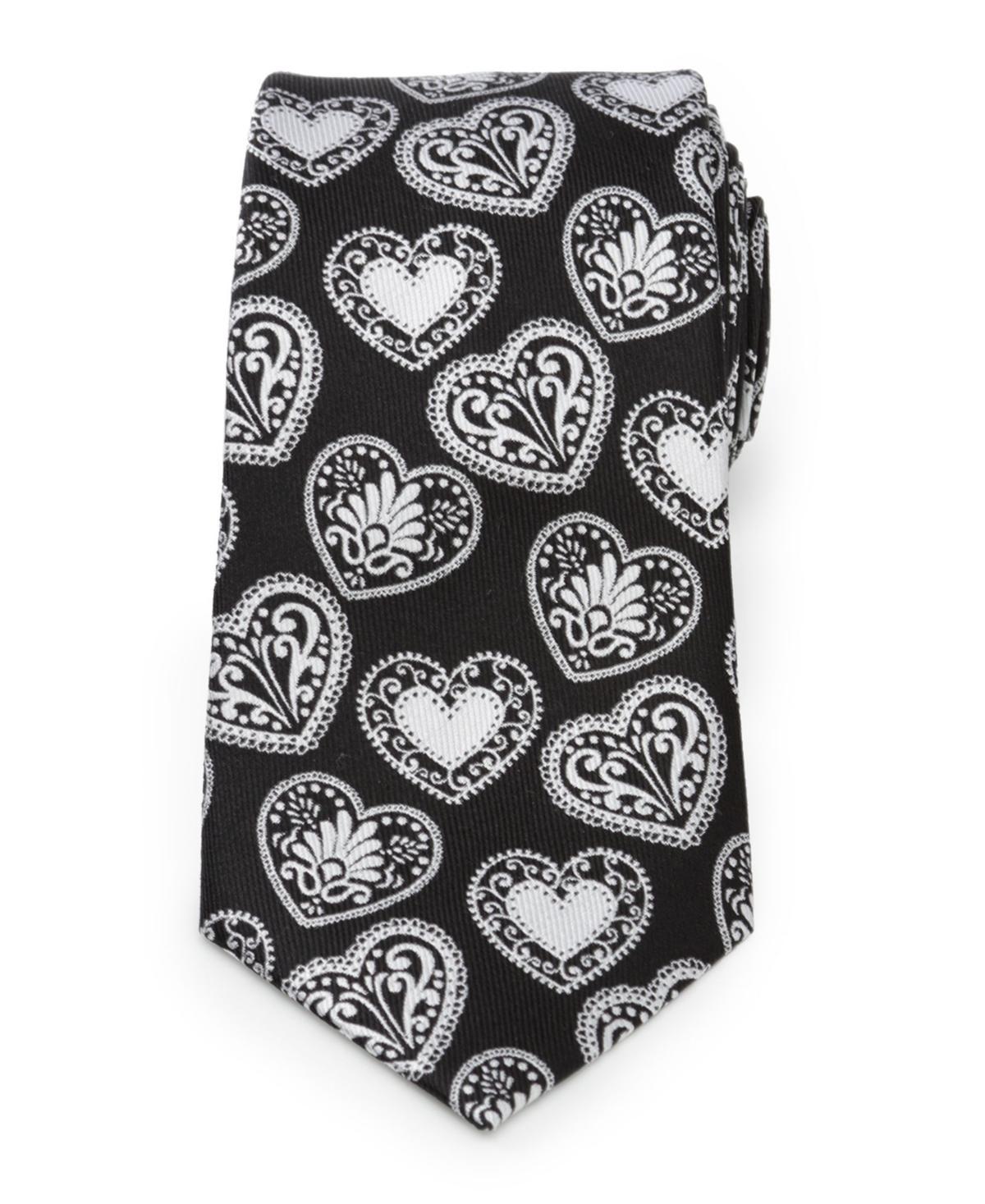 Mens Cuff Links, Inc. and White Paisley Heart Tie Product Image