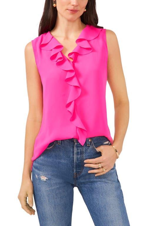 Vince Camuto Ruffle Neck Sleeveless Georgette Blouse Product Image