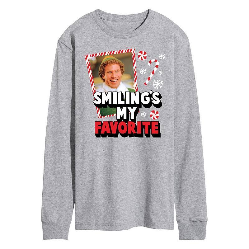 Mens Elf Smiling My Favorite Long Sleeve Tee Blue Product Image