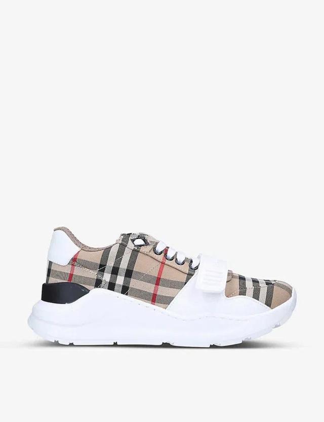 BURBERRY New Regis Vintage Check Canvas Trainers In Black Product Image