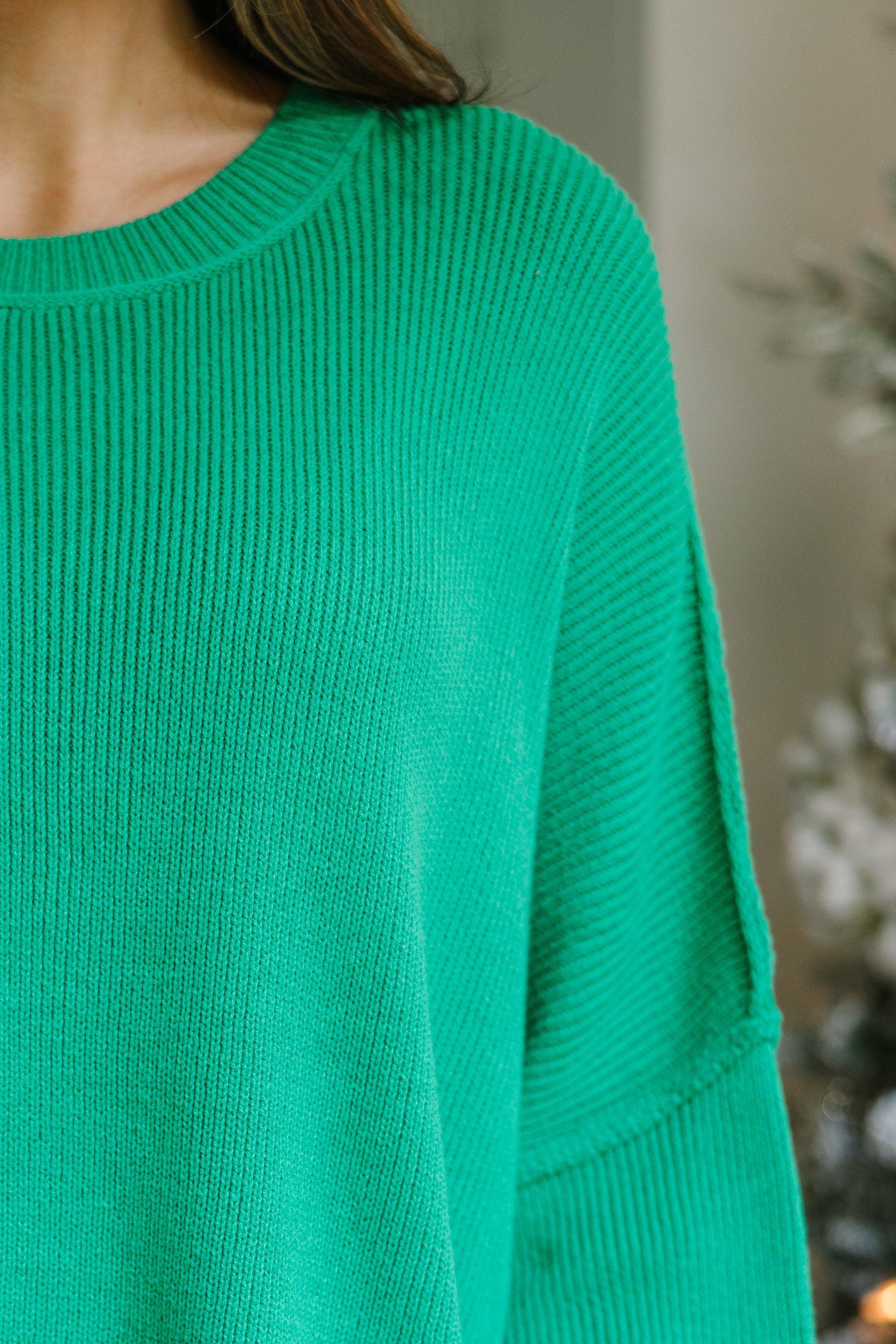 Give You Joy Kelly Green Dolman Sweater Female Product Image