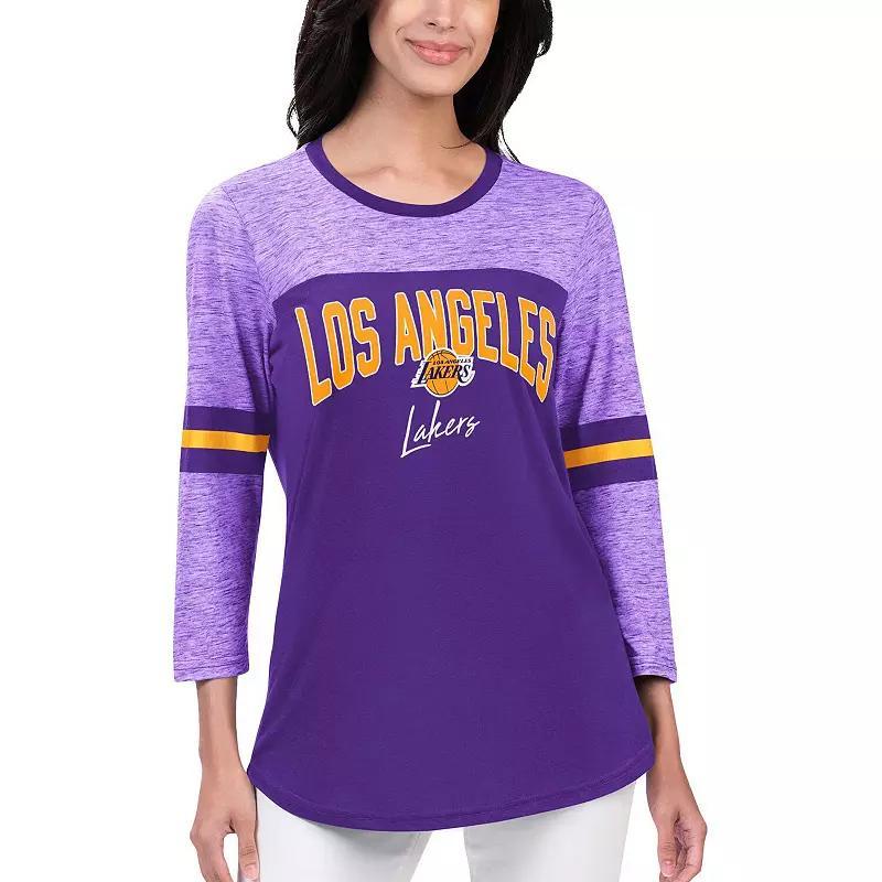 Womens G-III 4Her by Carl Banks Los Angeles Lakers Play the Game Three-Quarter Sleeve T-Shirt Product Image