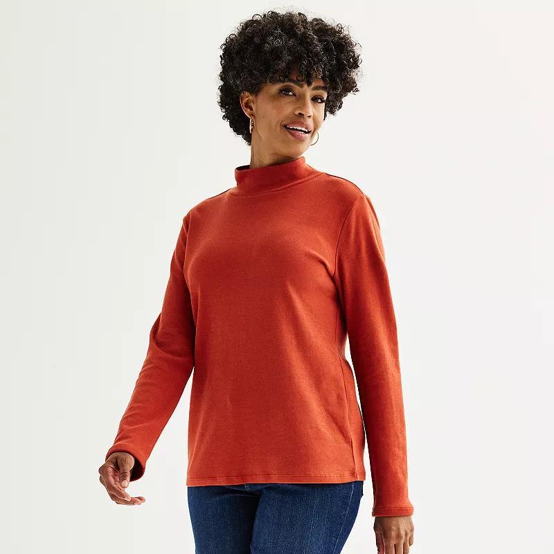 Womens Croft & Barrow Essential Long-Sleeve Mockneck Top Product Image