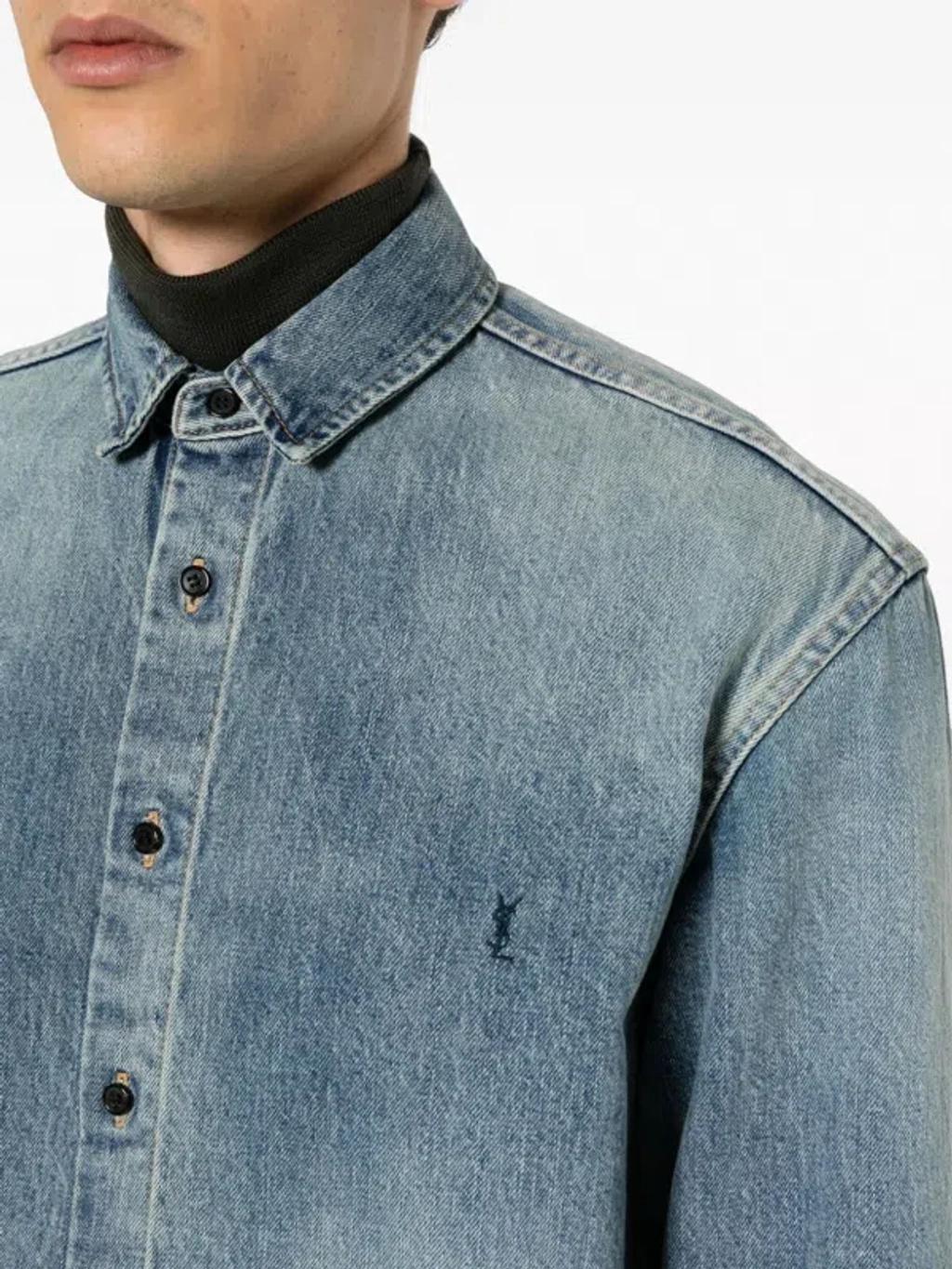 Denim Cotton Shirt In Clear Blue Product Image