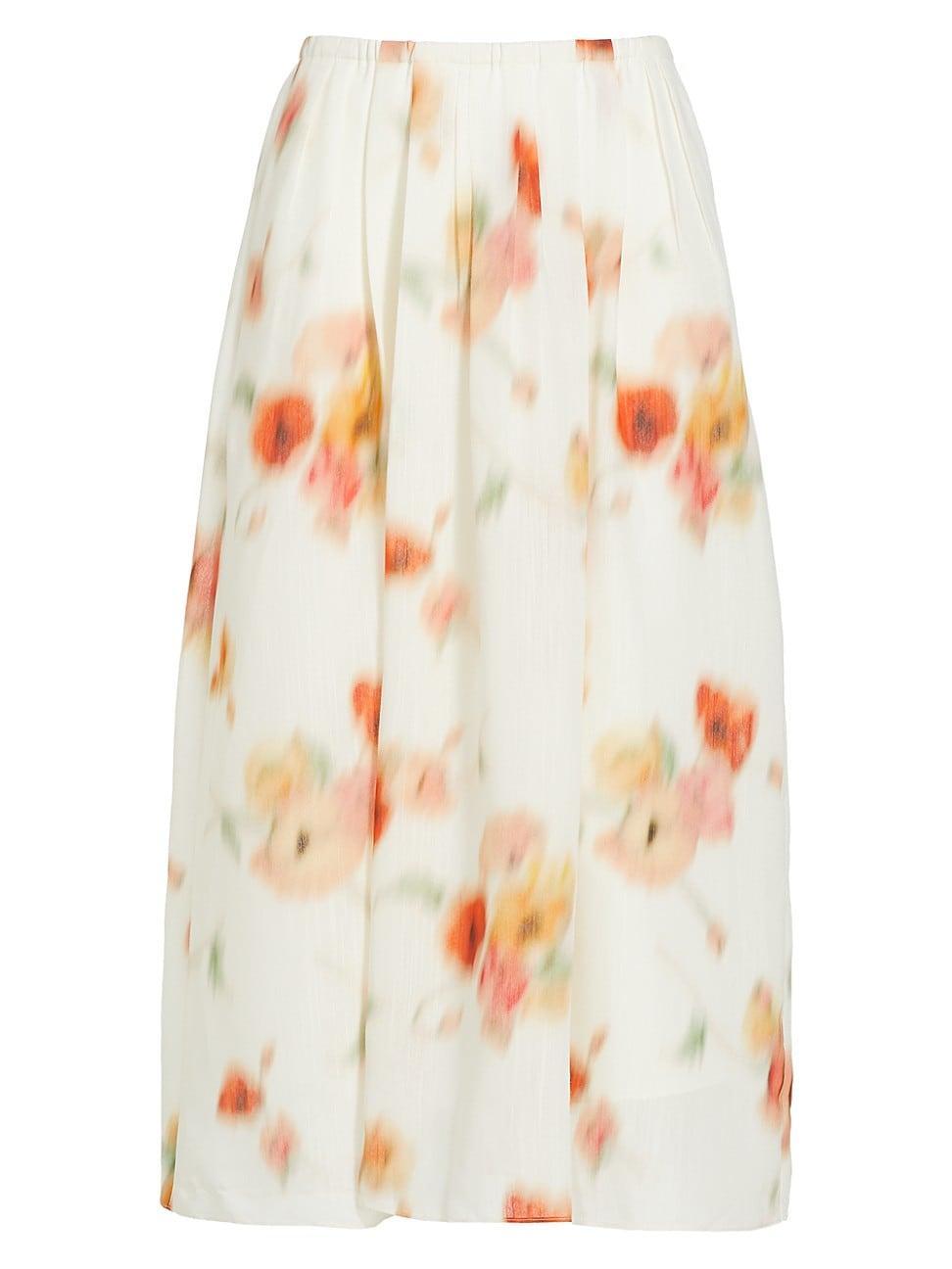 Womens Blurred Poppy Easy Midi-Skirt Product Image