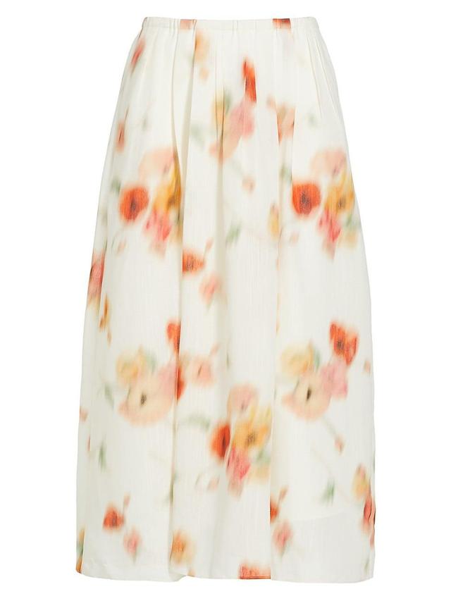 Womens Blurred Poppy Easy Midi-Skirt Product Image