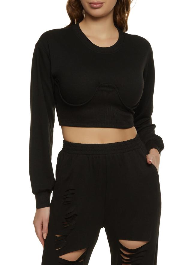 Womens Ribbed Bustier Detail Sweatshirt Product Image