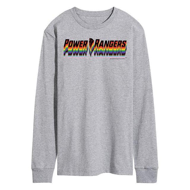 Mens Power Rangers Pride Logo Long Sleeve Graphic Tee Med Grey Product Image