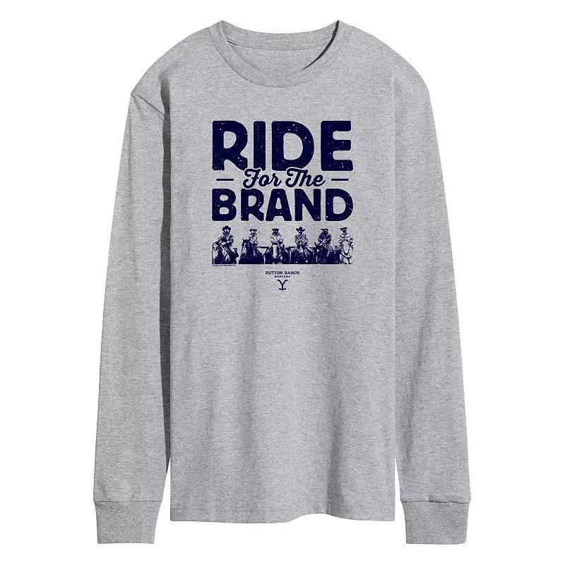 Mens Yellowstone Ride For The Brand Long Sleeve Graphic Tee Grey Gray Product Image