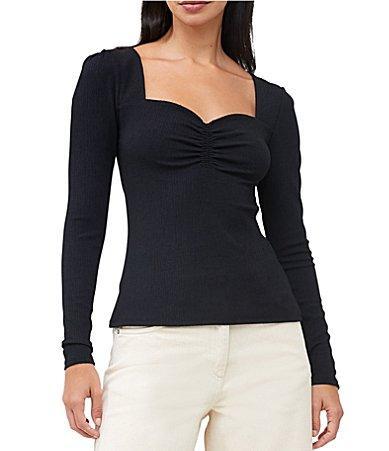 French Connection Sonya Ribbed Sweetheart Neck Long Sleeve Top product image