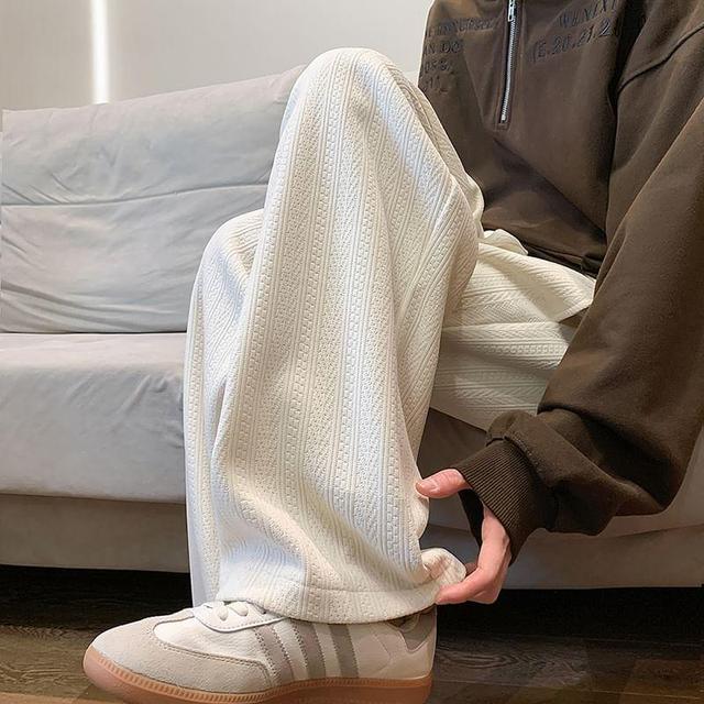 Drawstring Waist Plain Loose Fit Sweatpants Product Image