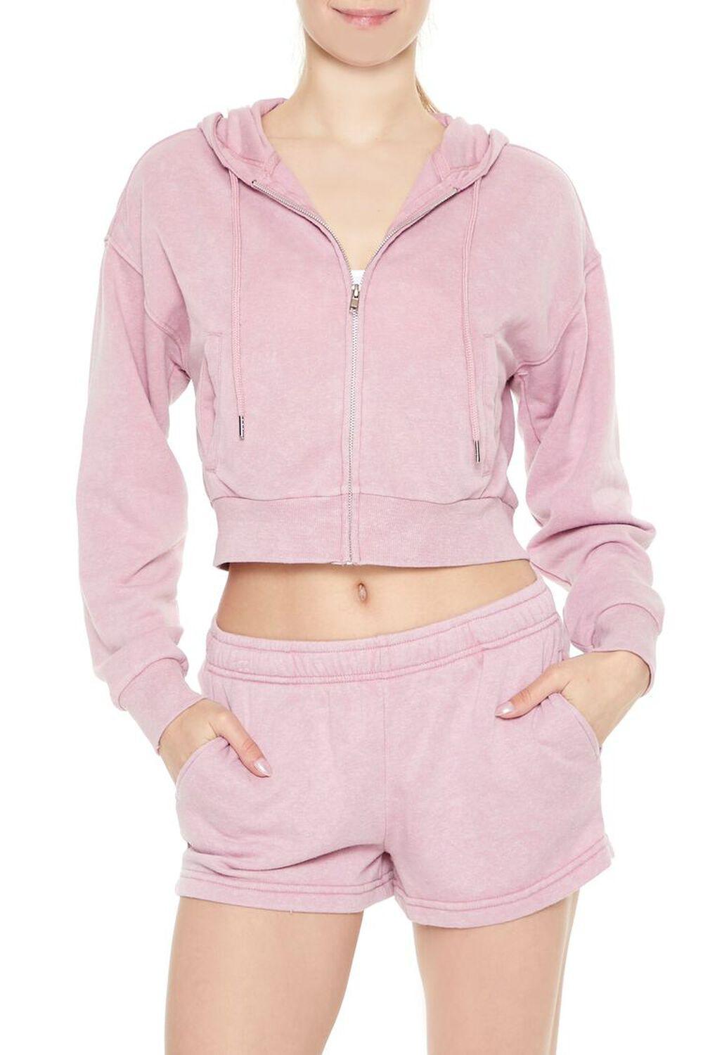 Cropped Cloud Wash Zip-Up Hoodie | Forever 21 Product Image