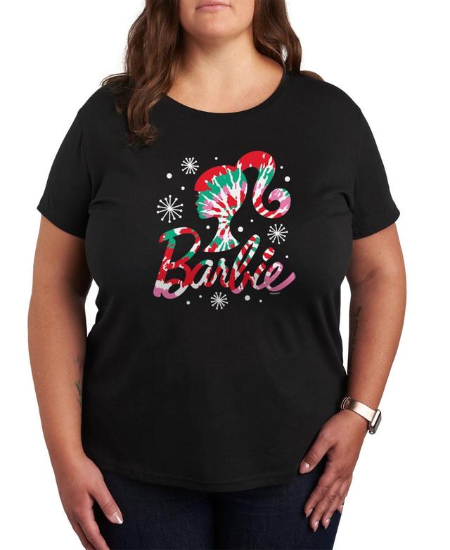 Womens Barbie Holiday Tie Dye Logo Graphic Tee Black Product Image