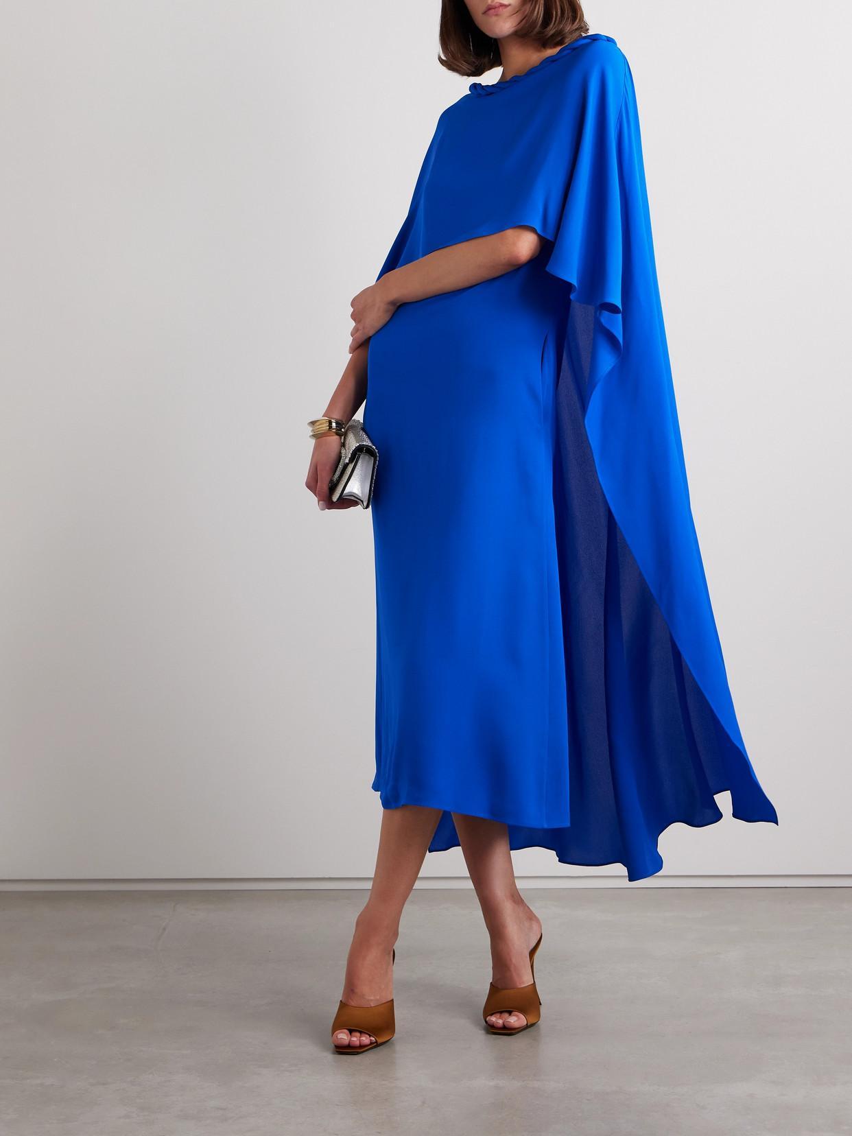 Electric Blue Silk Midi Dress Product Image