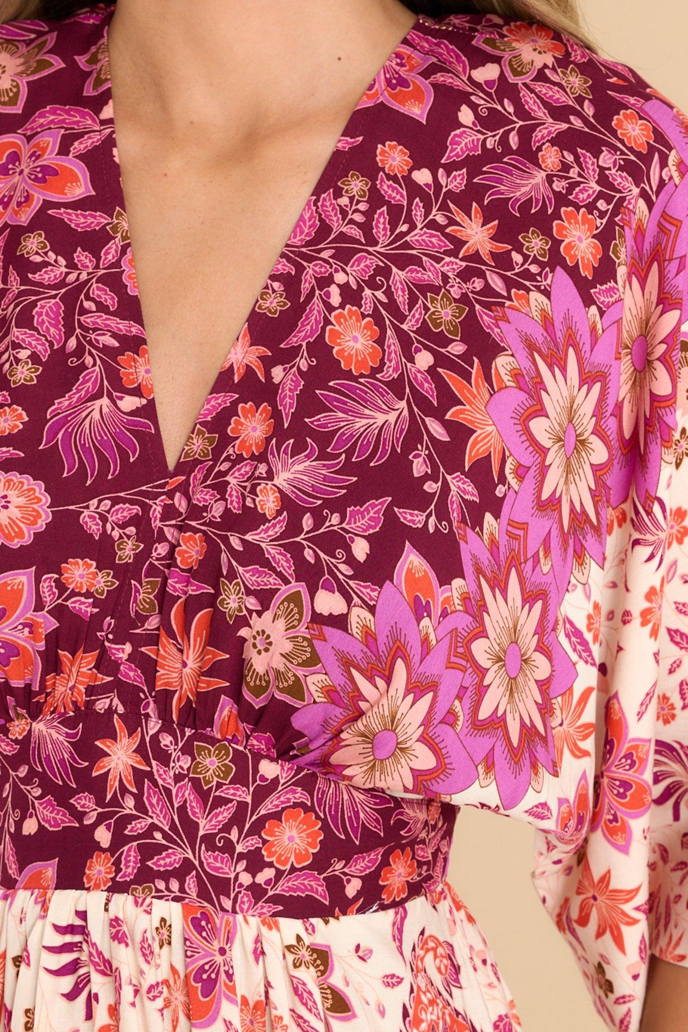 Much Love Magenta Floral Print Dress Product Image