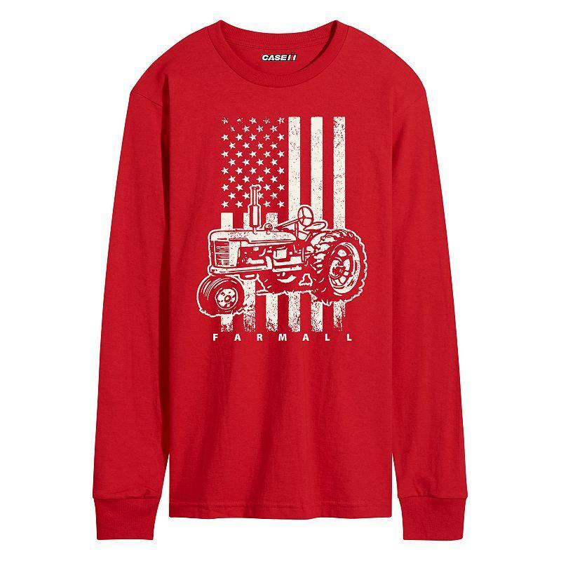 Mens Case IH American Flag Long Sleeve Graphic Tee Red Product Image