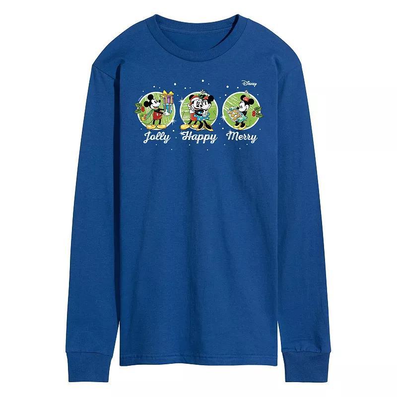 Disneys Mickey & Minnie Mouse Mens Jolly Happy Merry Long Sleeve Graphic Tee Product Image