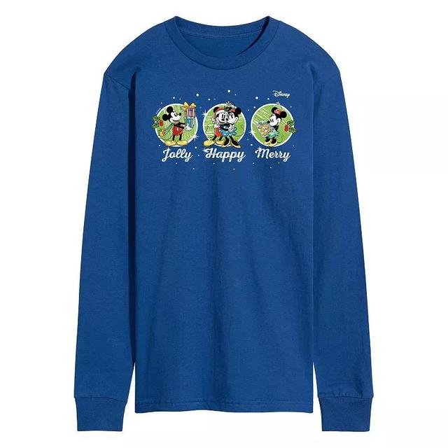 Disney Mens Jolly Happy Merry Long-sleeved Tee Blue Product Image