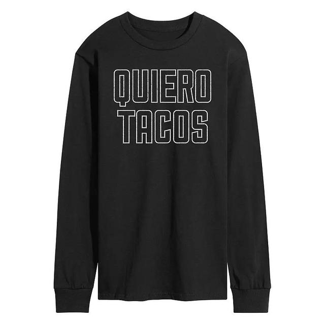 Mens Quiero Tacos Long Sleeve Graphic Tee Blue Product Image