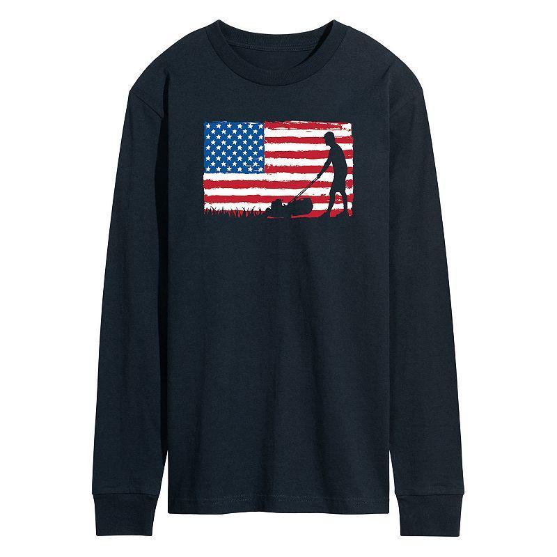 Mens Lawn Mower Flag Tee Blue Product Image