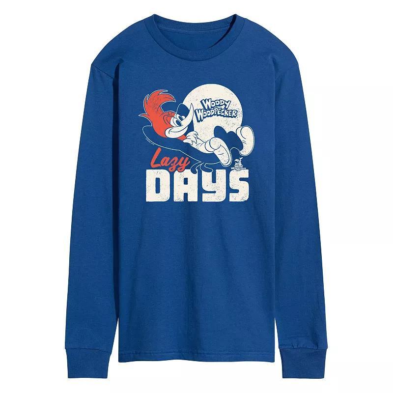 Mens Woody Woodpecker Lazy Days Long Sleeve Graphic Tee Product Image