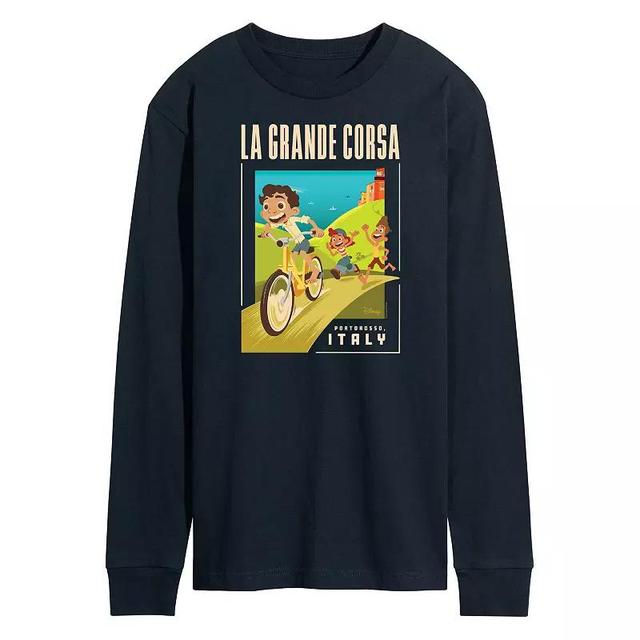 Disneys Luca Mens La Grande Long Sleeve Graphic Tee Blue Product Image