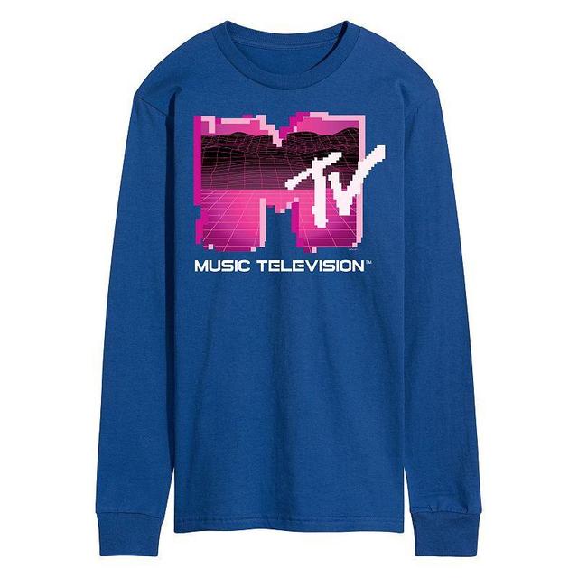 Mens MTV Retro Gamer Logo Long Sleeve Graphic Tee Med Blue Product Image