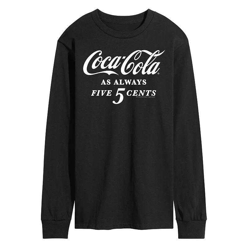 Mens Coca-Cola Five Cents Long Sleeve Graphic Tee Black Product Image