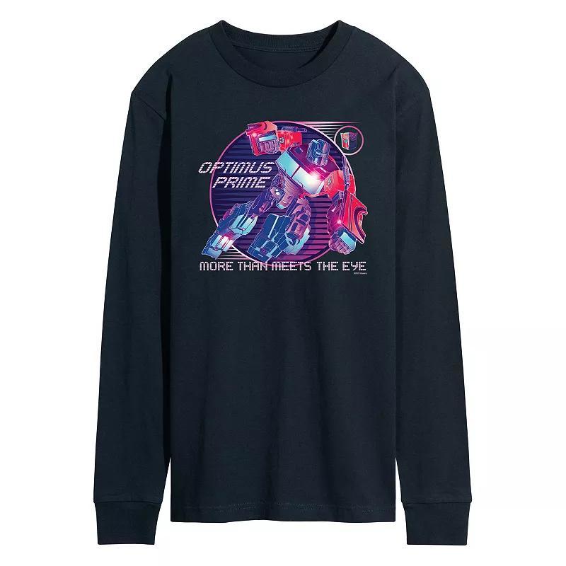 Mens Transformers Optimus Prime Verse Badge Long Sleeve Graphic Tee Blue Product Image