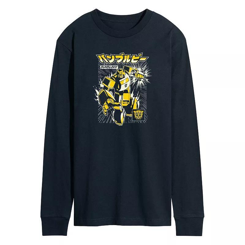 Mens Transformers Bumblebee Long Sleeve Graphic Tee Blue Product Image