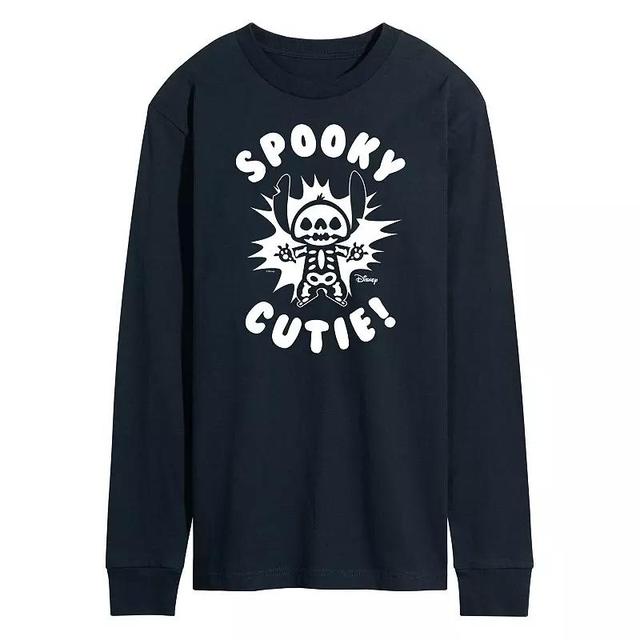 Disneys Lilo & Stitch Mens Spooky Cutie Long Sleeve Tee Blue Product Image