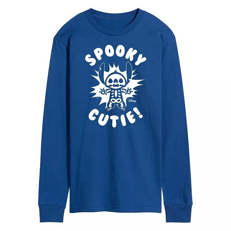 Disneys Lilo & Stitch Mens Spooky Cutie Long Sleeve Tee Blue Product Image