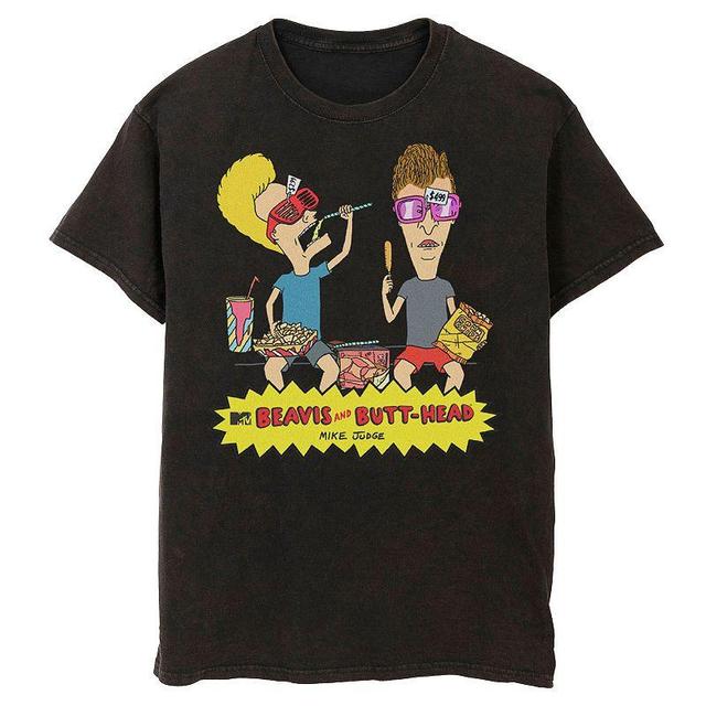 Mens Beavis And Butt-Head Snack Time Wash Graphic Tee Product Image