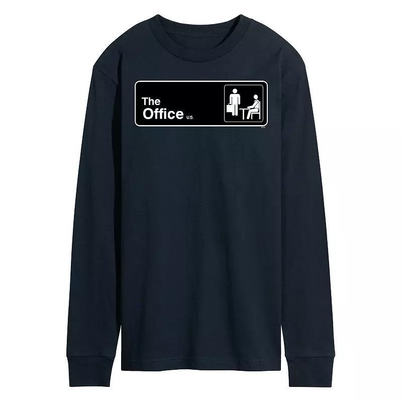 Mens The Office Door Sign Long Sleeve Tee Blue Product Image