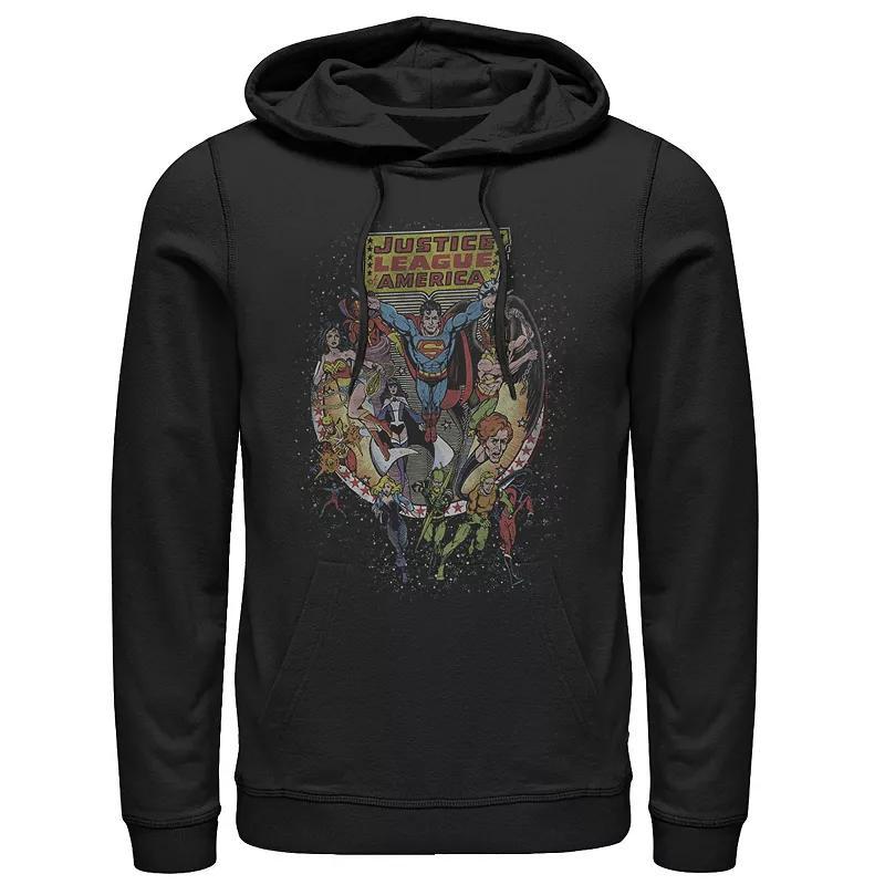 Mens DC Comics Justice League Group Shot Distressed Poster Hoodie Product Image