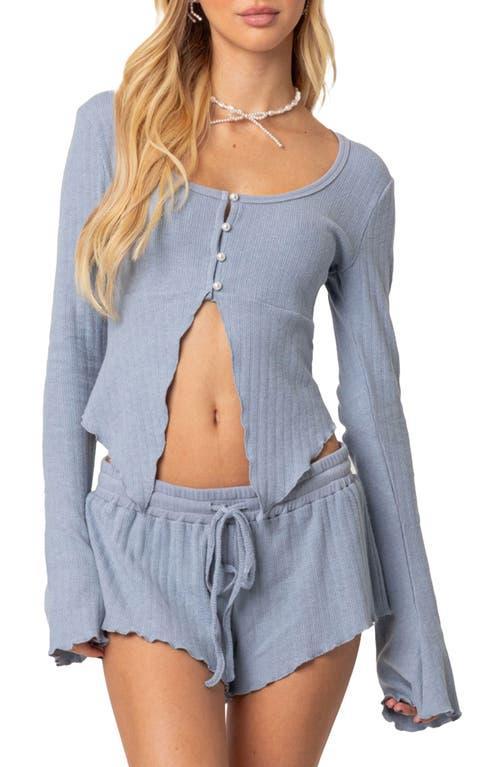 Womens Stay Cozy split front ribbed top Product Image