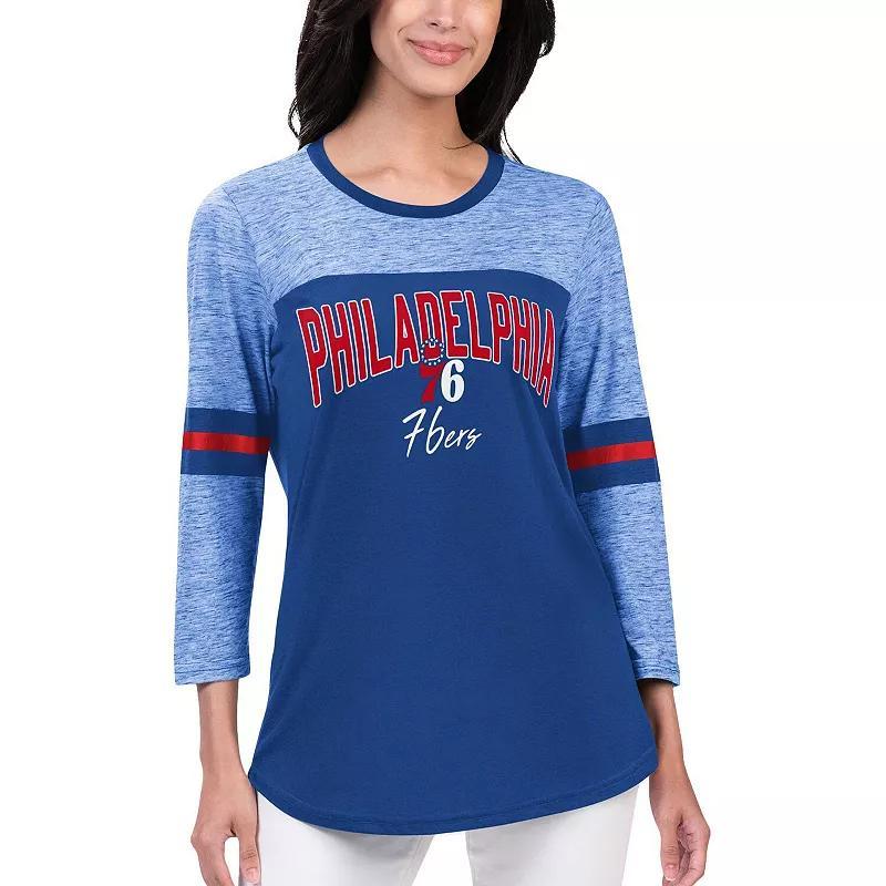 Womens G-III 4Her by Carl Banks Royal Philadelphia 76ers Play the Game Three-Quarter Sleeve T-Shirt Product Image